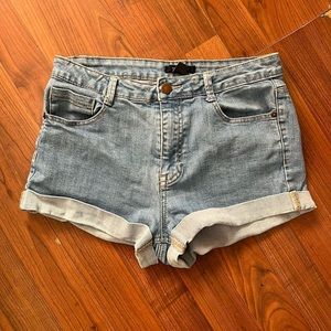 Light wash denim shorts